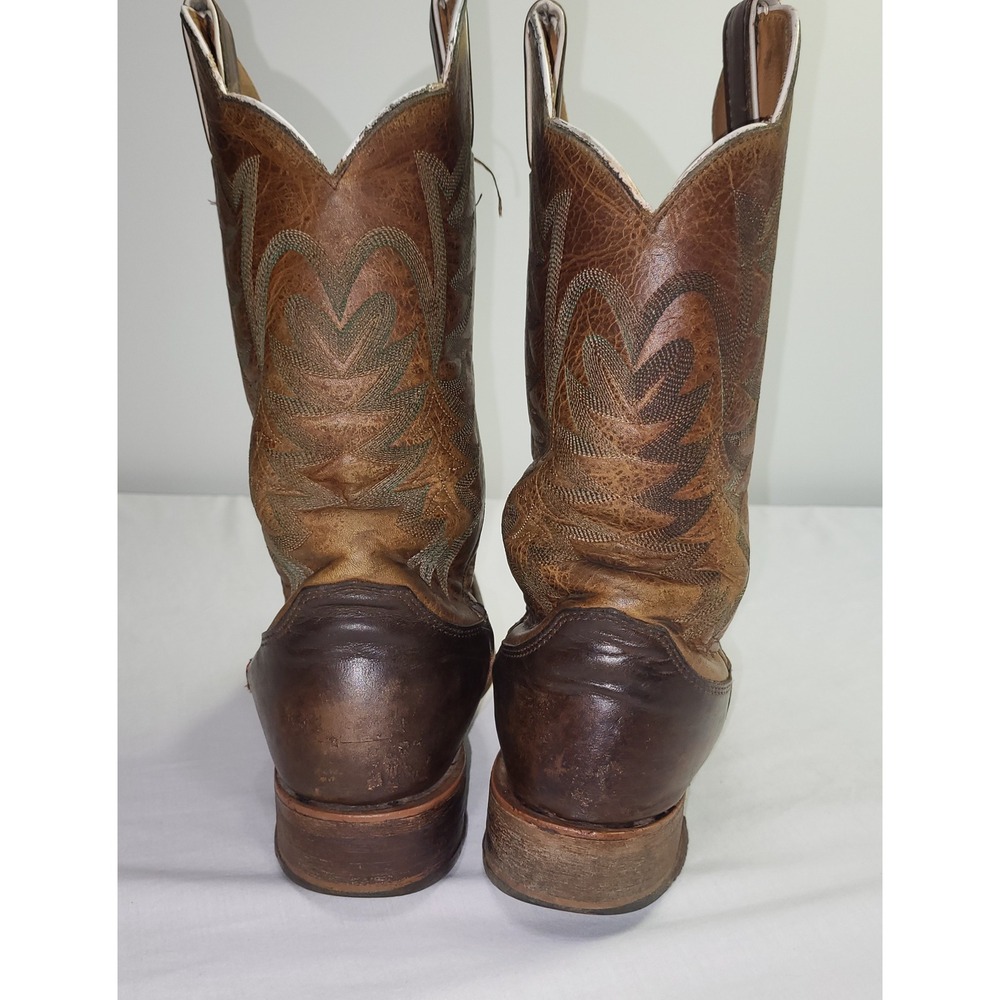 Justin Boots BRL610 Western Cowboy Boots Brown Leather Square Toe USA Size 7 - Picture 6 of 16